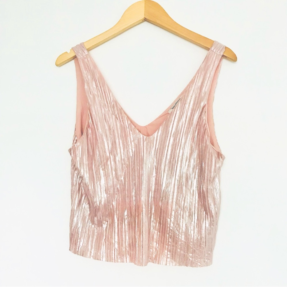 ZARA trafaluc collection Metallic crop top v neck sleeveless for events